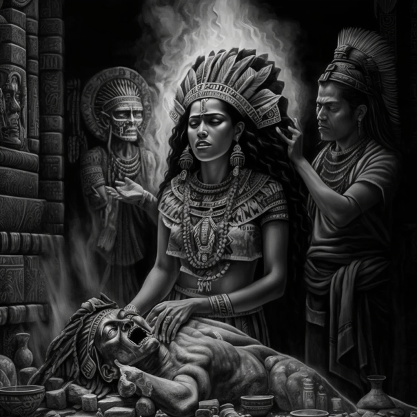 Aztec Sacrifice Drawing