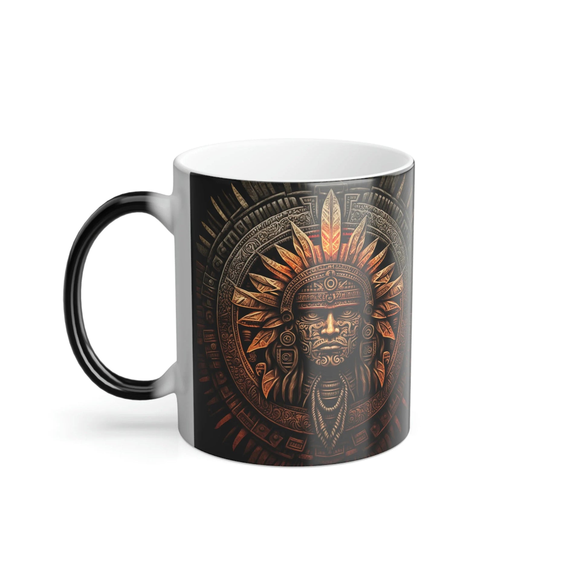 Aztec Warrior Sun God Color Morphing Mug 11Oz