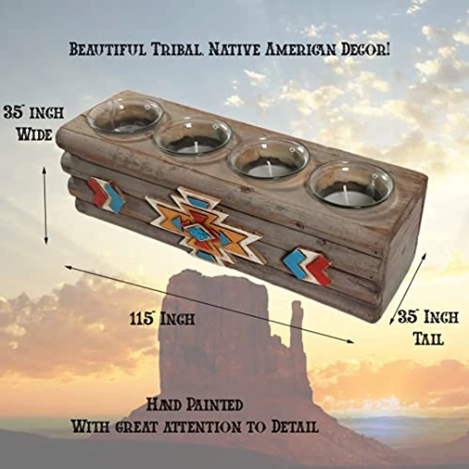 Urbalabs Rustic Aztec Candle Holder