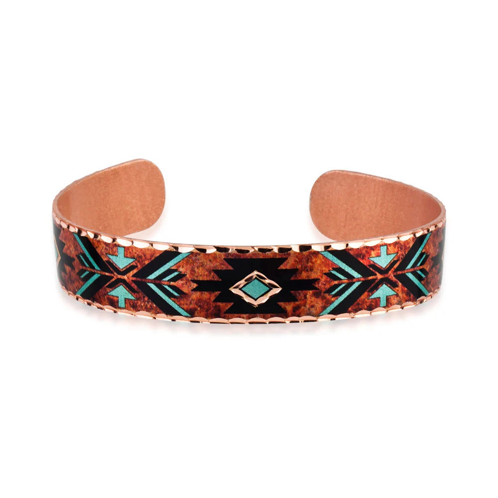 Handmade Copper Aztec Cuff Bracelet