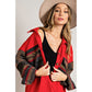 Red Corduroy Aztec Tribal Western Printed Women's Shacket for Casual Fall/Winter Look