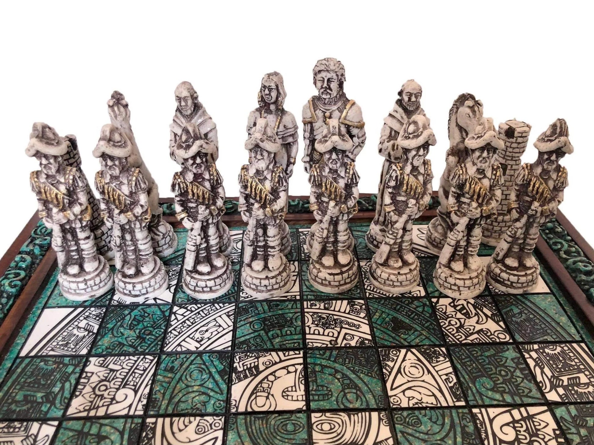 Aztec Wooden Chess Set 16.53” X 16.53”