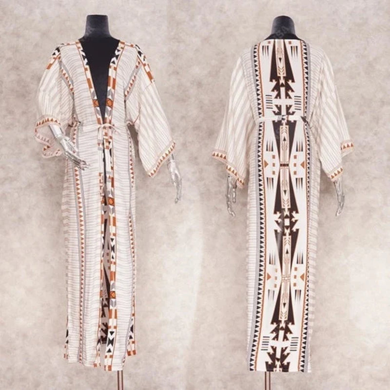 Boho Aztec Kimono Duster: Perfect for Women's Summer Casual Vacation and Beach Coverup