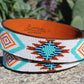 Beaded Women Aztec Leather Belt