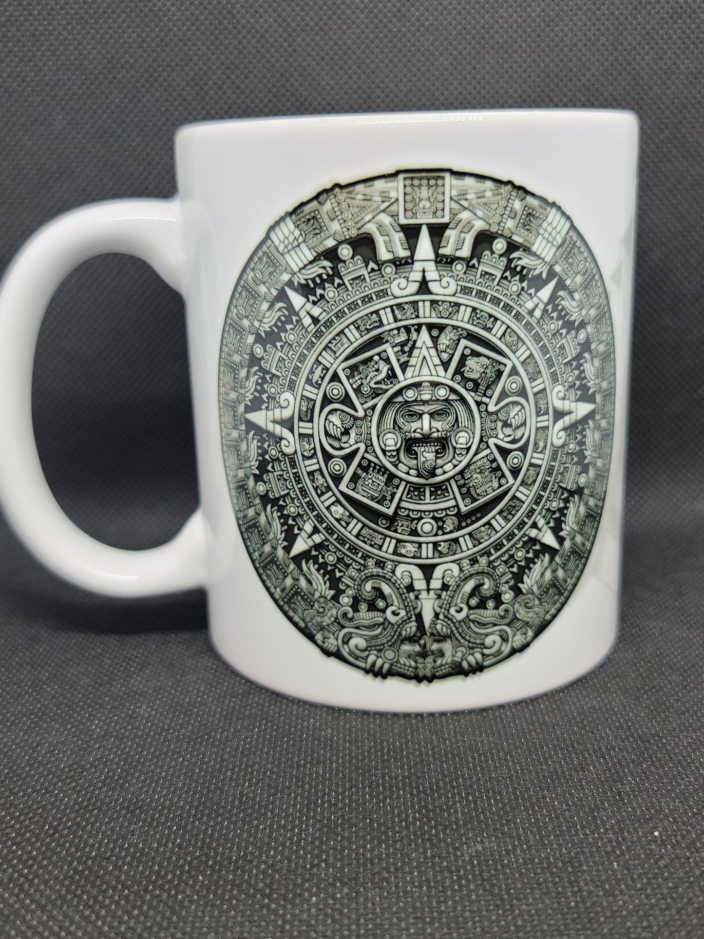 Aztec Calendar Mug: Ceramic Coffee Mug with Pyramid Graphic