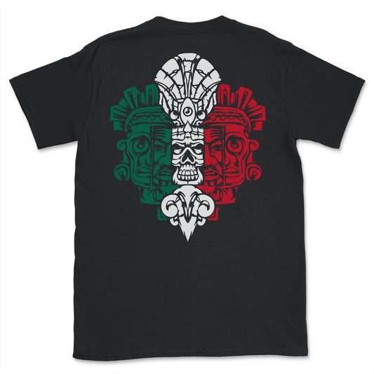 Aztec Warrior Sculpture  Backprint T-Shirt