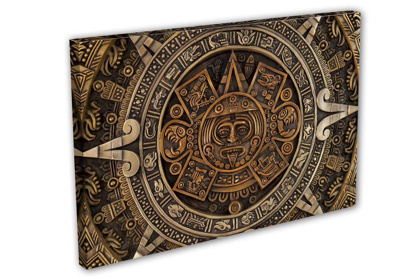 Aztec Calendar Drawing - Canvas Wall Art