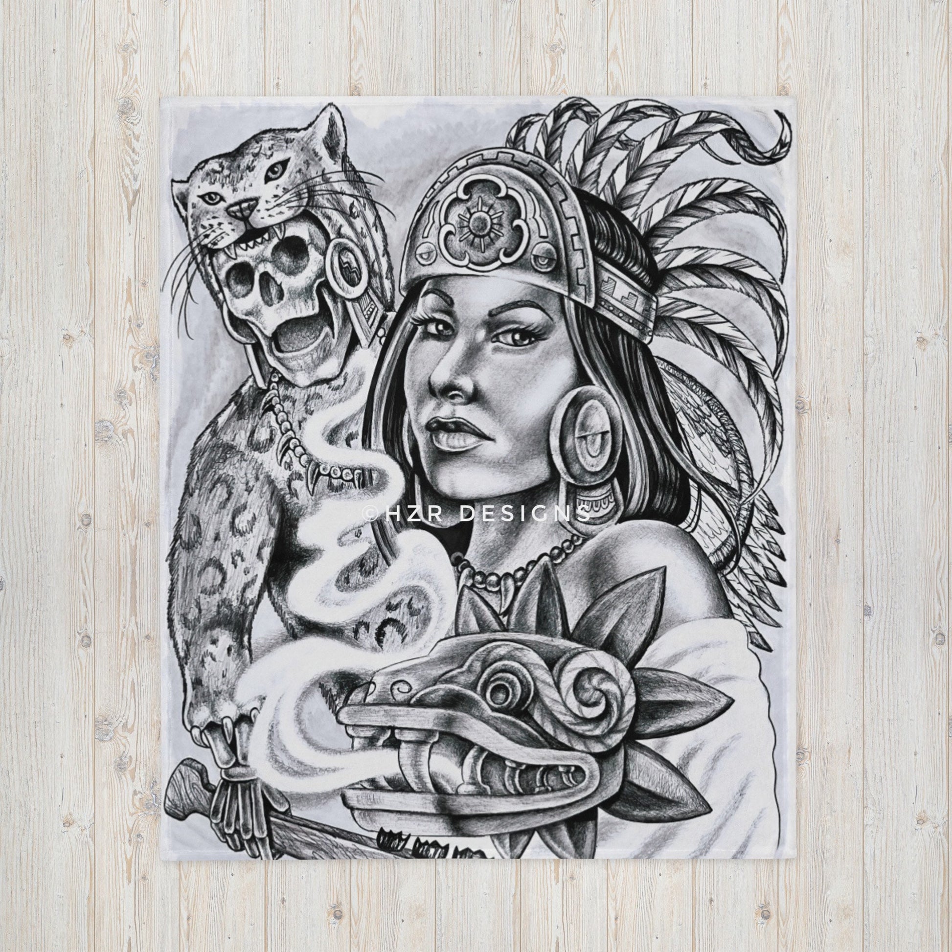  Aztec Queen Goddess Throw Blanket