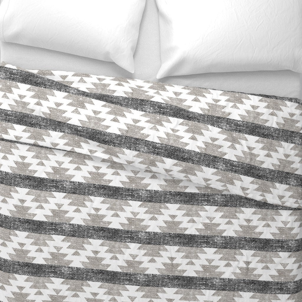 A Woven Aztec Neutrals Cotton Sateen Duvet Cover Bedding