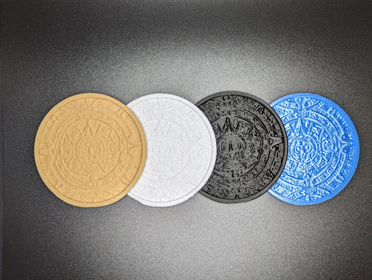 Aztec Calendar Drink Coasters - Stylish and Intricately Designed in Various Colors